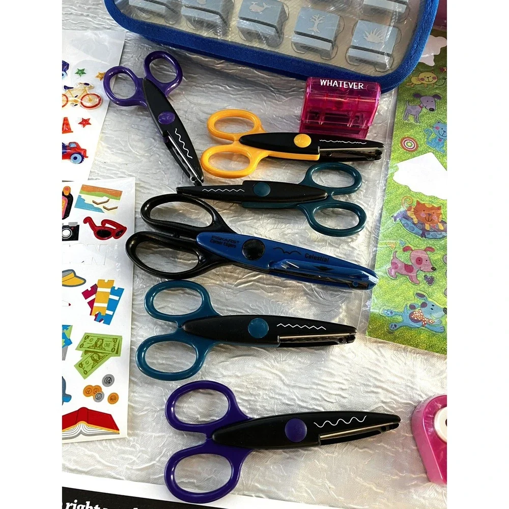 Scrapbooking Craft Lot Fiskars Scissors Paper Punches Stickers Binder & More